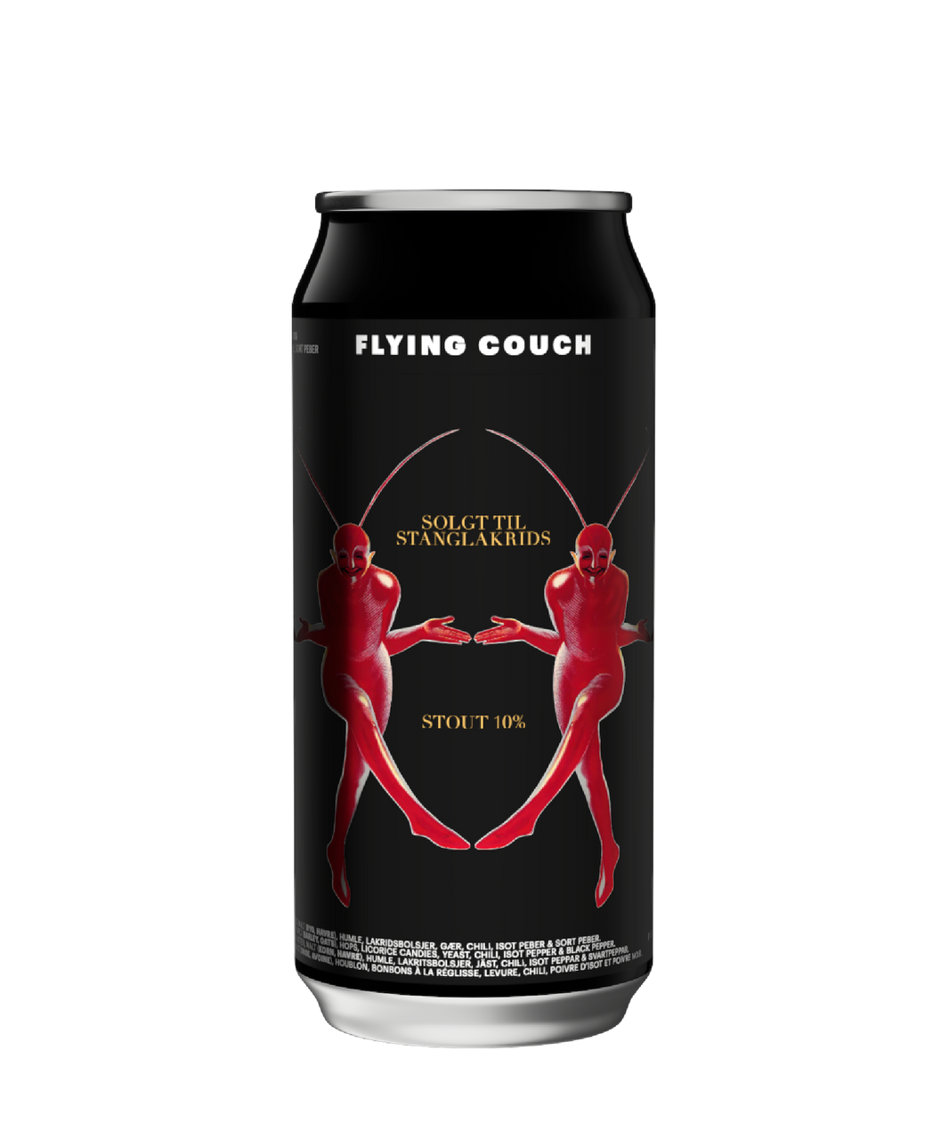 Solgt til stand lakrids er en mørk og intens Turkish Pepper stout. Brygget med Isot Pepper, Black Pepper, Turkish Pfeffer, Liquid Licorice og Habanero Chili. Craft beer i 44 CL dåse fra Flying Couch.