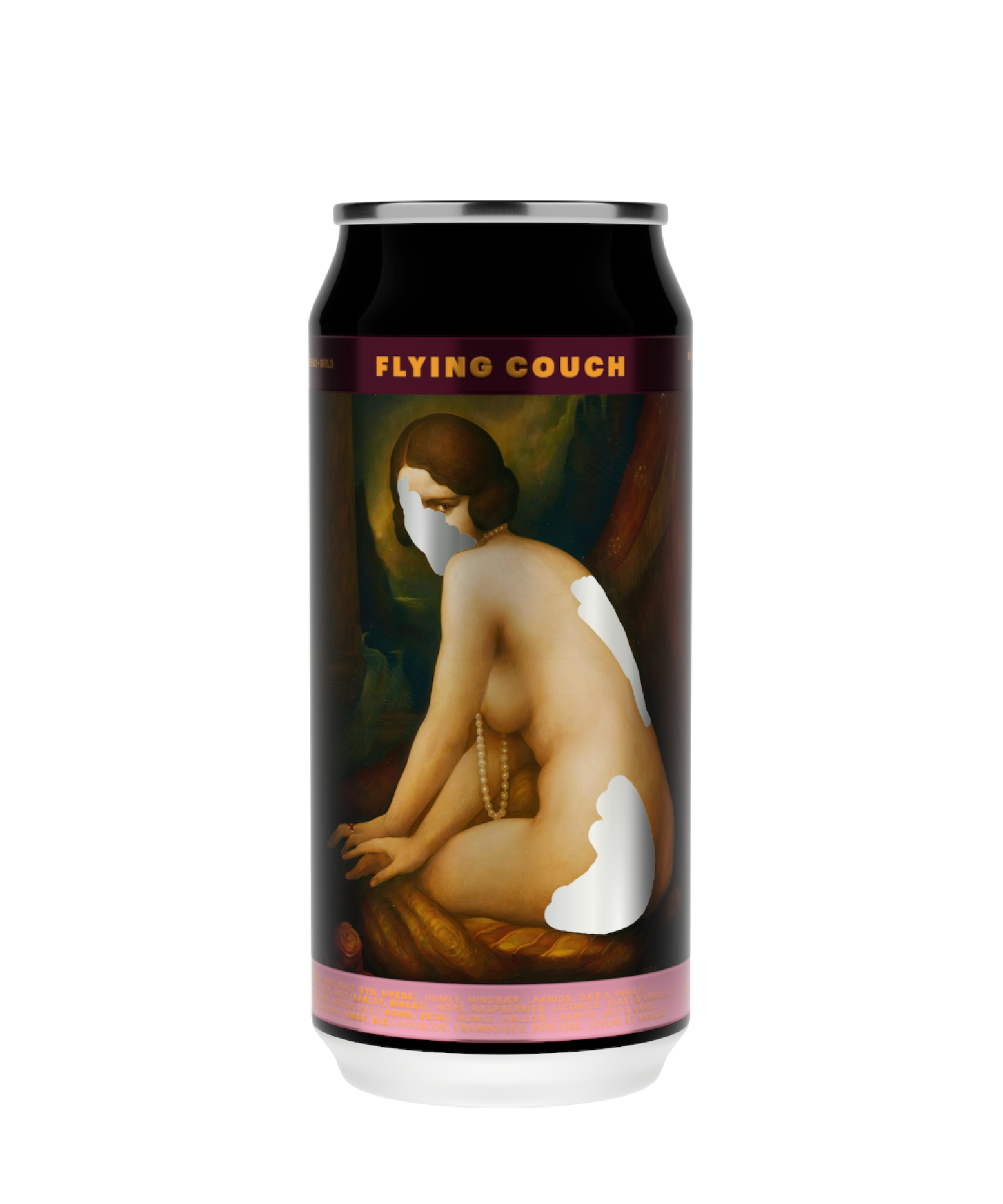 Drink Me Like One Of Your French Girls er en Sour Ale fyldt med hindbær og tilføjet flydende lakrids – craft beer fra Flying Couch i 44cl dåse.