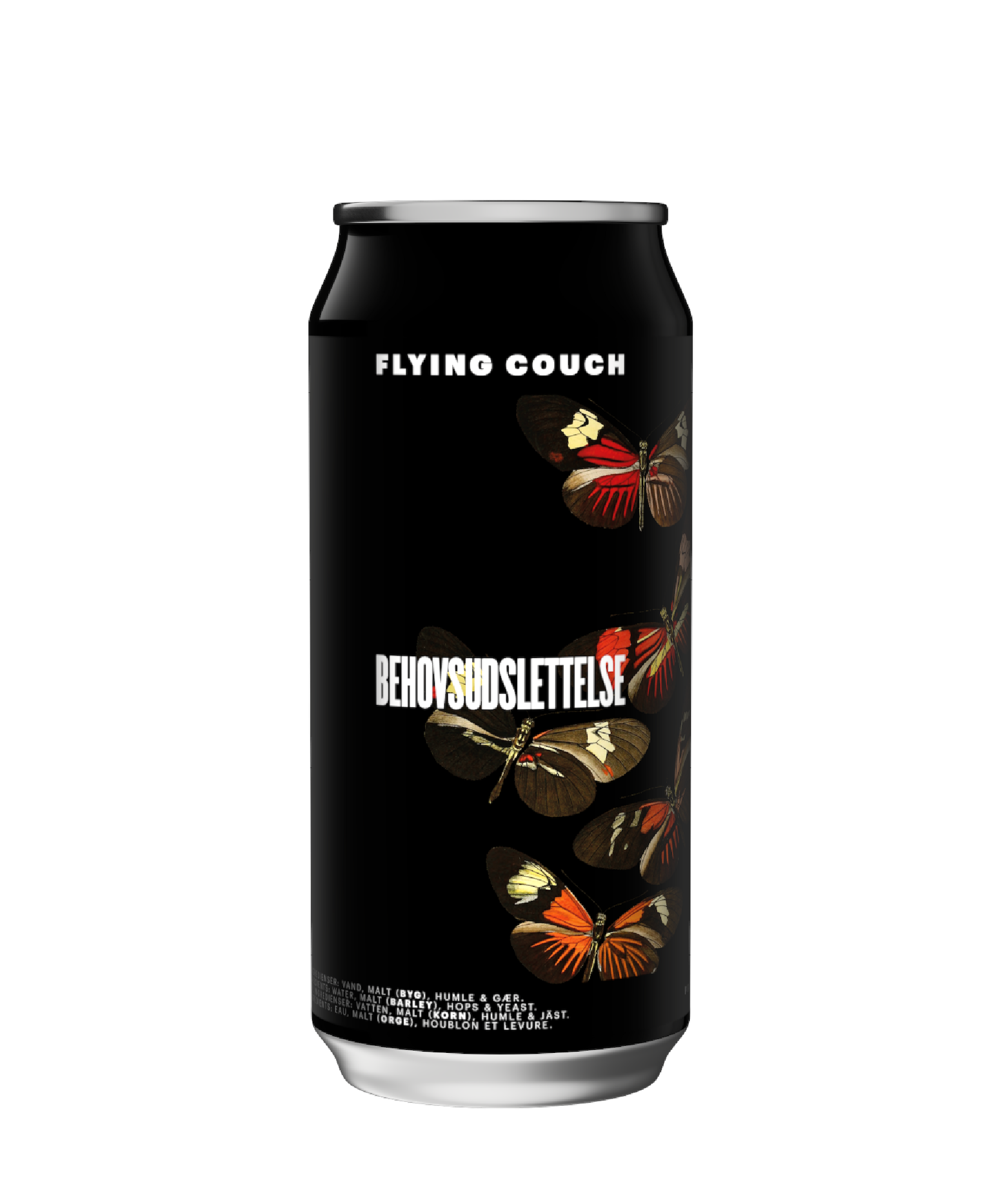 Behovsudslettelse er en kompromisløs West Coast IPA, brygget med Columbus, Simcoe & Centennial - craft beer fra Flying Couch i 44 CL dåse.